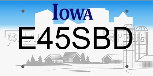 E45SBD Iowa License Plate