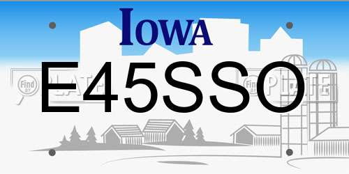 E45SSO Iowa License Plate
