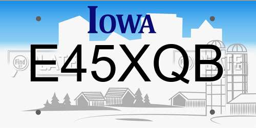E45XQB Iowa License Plate
