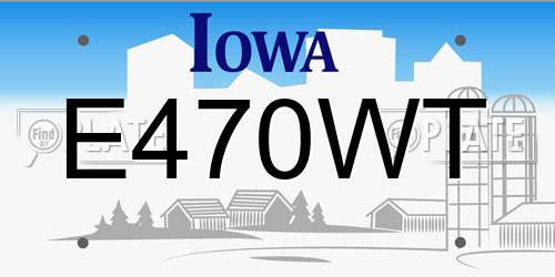E470WT Iowa License Plate