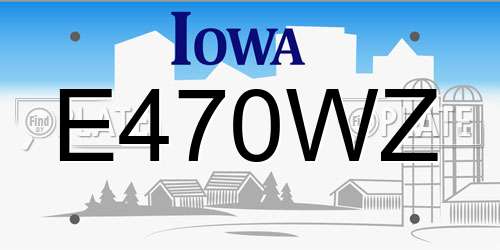 E470WZ Iowa License Plate
