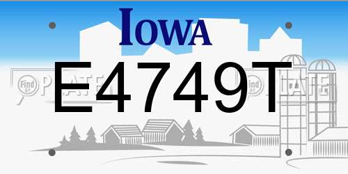 E4749T Iowa License Plate
