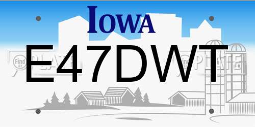 E47DWT Iowa License Plate