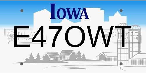 E47OWT Iowa License Plate