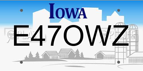 E47OWZ Iowa License Plate