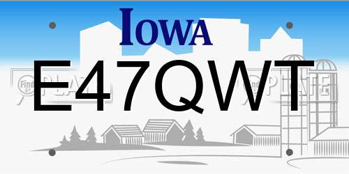 E47QWT Iowa License Plate