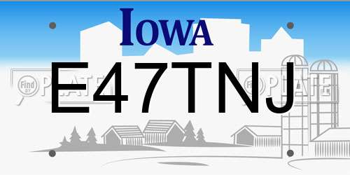 E47TNJ Iowa License Plate