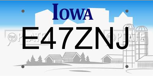 E47ZNJ Iowa License Plate