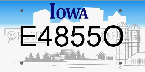 E4855O Iowa License Plate