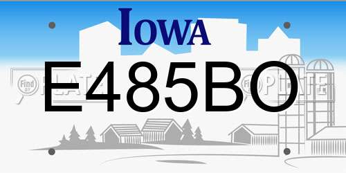 E485BO Iowa License Plate
