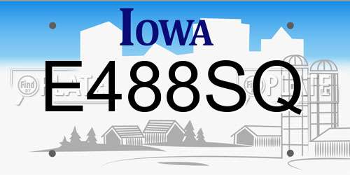 E488SQ Iowa License Plate