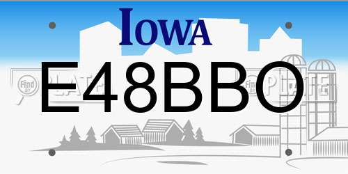E48BBO Iowa License Plate