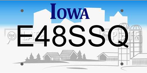 E48SSQ Iowa License Plate