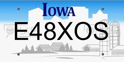 E48XOS Iowa License Plate