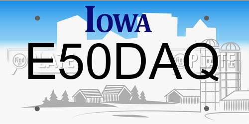 E50DAQ Iowa License Plate