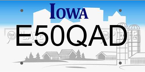 E50QAD Iowa License Plate