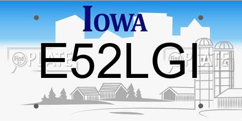 E52LGI Iowa License Plate