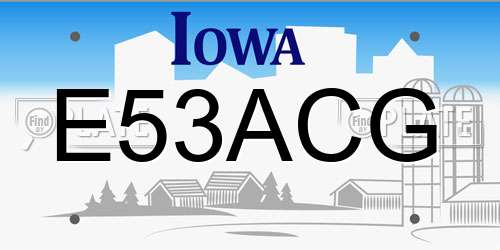 E53ACG Iowa License Plate