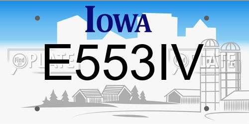 E553IV Iowa License Plate