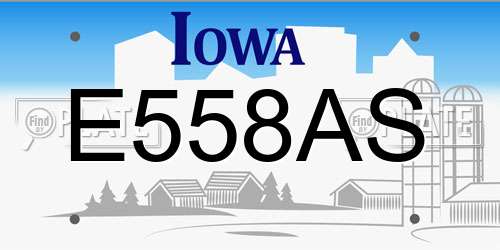 E558AS Iowa License Plate