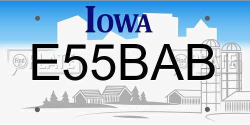 E55BAB Iowa License Plate