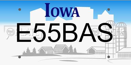 E55BAS Iowa License Plate