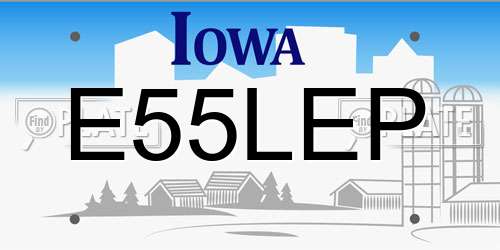 E55LEP Iowa License Plate