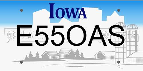 E55OAS Iowa License Plate