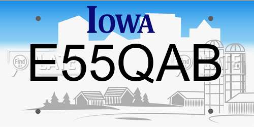 E55QAB Iowa License Plate