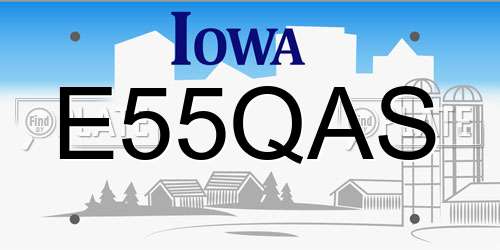 E55QAS Iowa License Plate