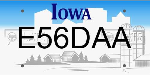 E56DAA Iowa License Plate