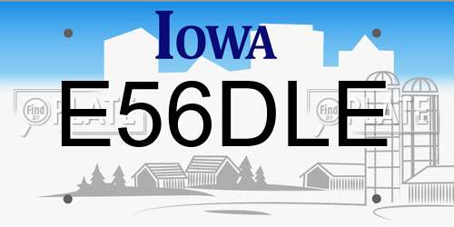 E56DLE Iowa License Plate