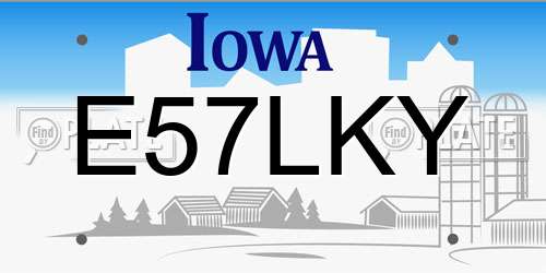 E57LKY Iowa License Plate