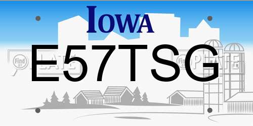 E57TSG Iowa License Plate