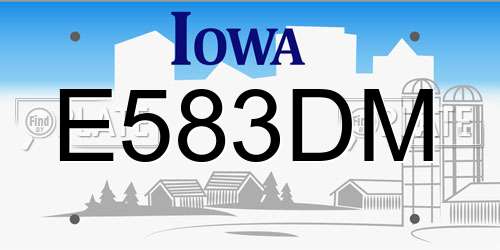 E583DM Iowa License Plate