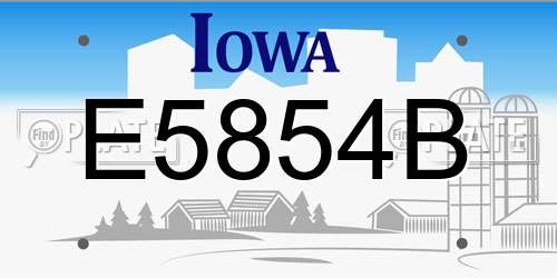 E5854B Iowa License Plate