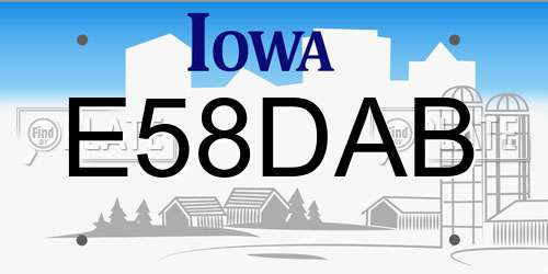 E58DAB Iowa License Plate