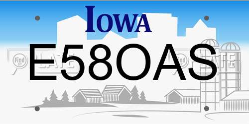 E58OAS Iowa License Plate