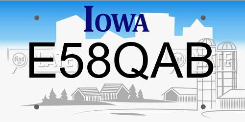 E58QAB Iowa License Plate