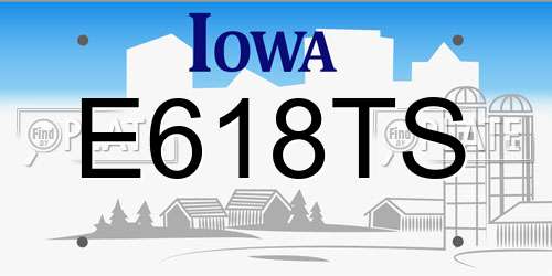 E618TS Iowa License Plate