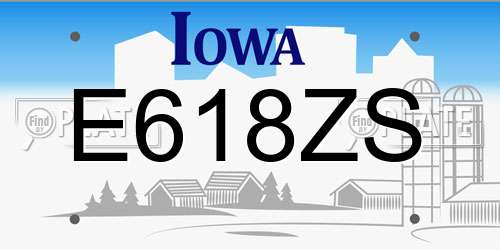 E618ZS Iowa License Plate