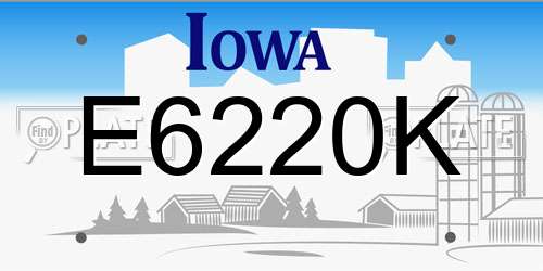 E6220K Iowa License Plate