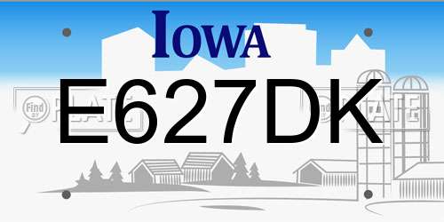 E627DK Iowa License Plate
