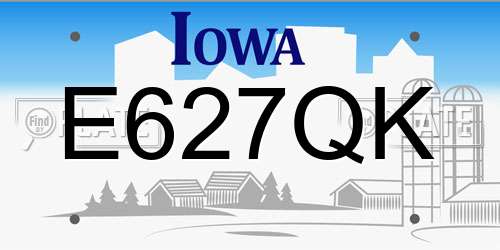 E627QK Iowa License Plate