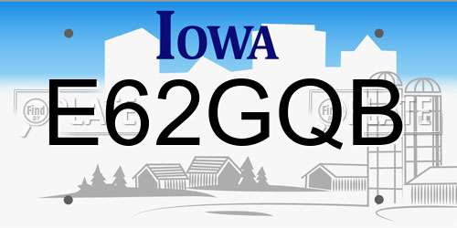 E62GQB Iowa License Plate