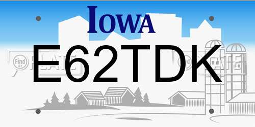 E62TDK Iowa License Plate