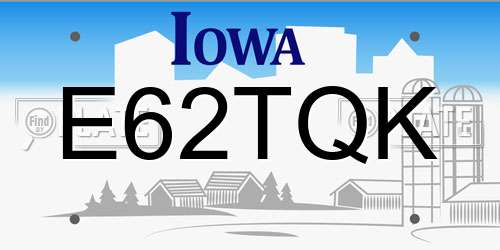 E62TQK Iowa License Plate