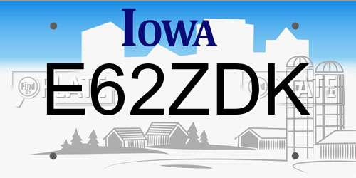 E62ZDK Iowa License Plate