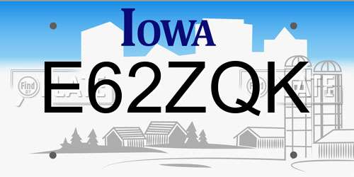 E62ZQK Iowa License Plate