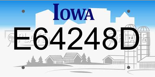 E64248D Iowa License Plate